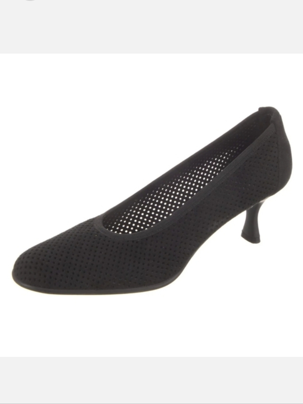 Stuart Weitzman Suede Laser Cut Perforated Low Heel Pump Black Women's 6